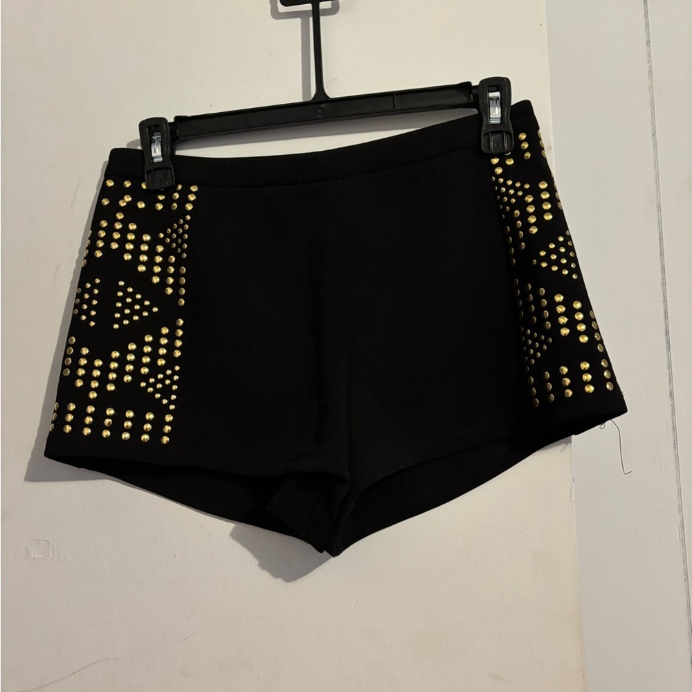 Black and Gold Studded Women's Shorts
